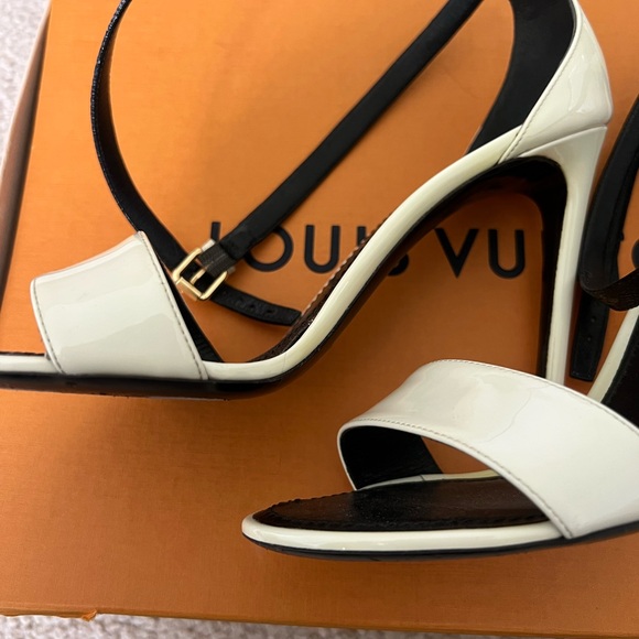 Preowned Womens Louis Vuitton Passenger Heel Sandals Monogram EBENE Sz. 38/US 8. - Picture 7 of 12
